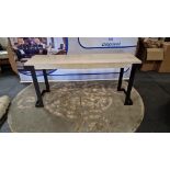 Cream Marble Top Console Table On A Black Metal Frame 180 x 50 x 85cm