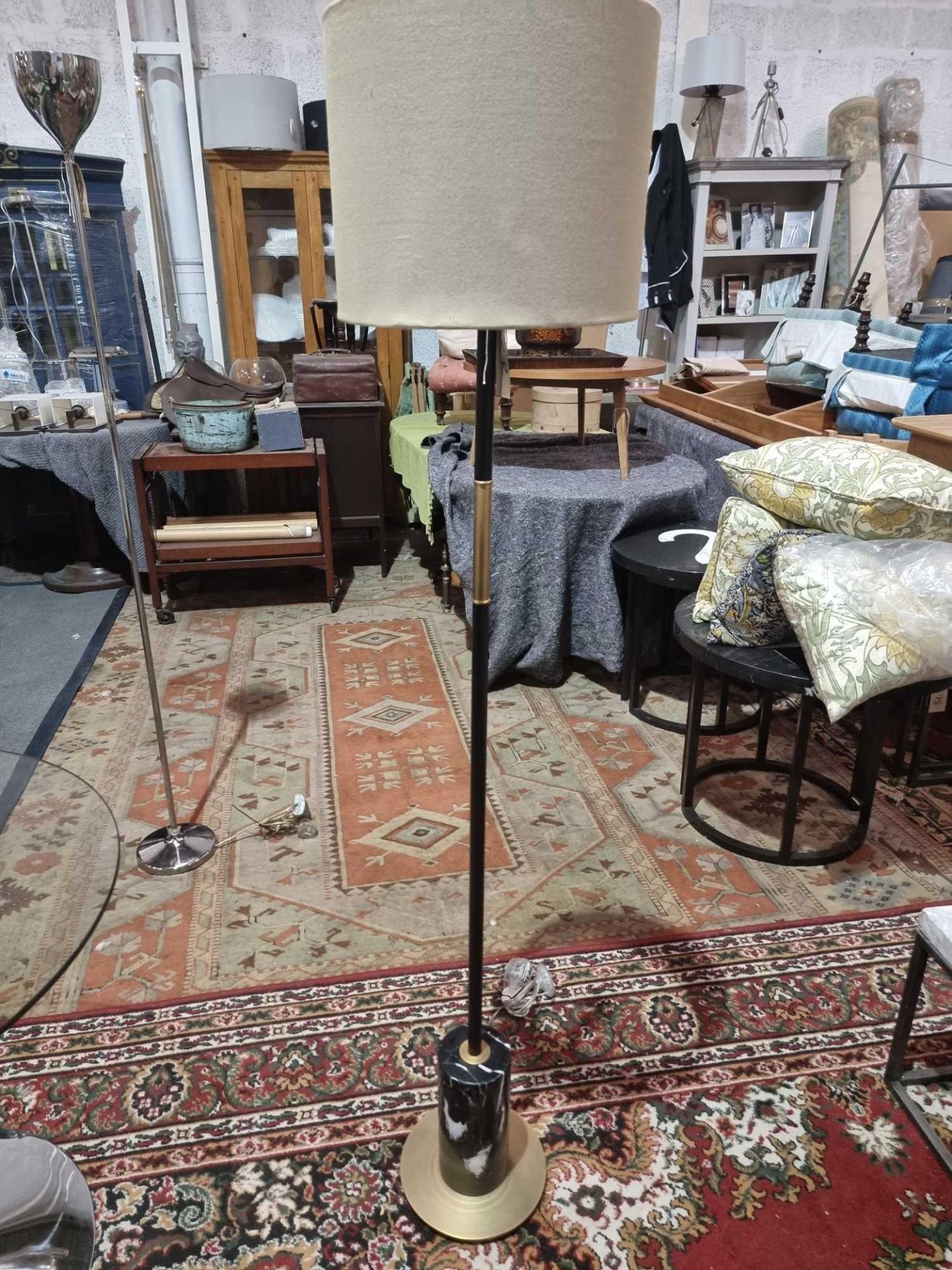 R V Astley Alix Floor Lamp - Antique Brass And Black Marble, Black And Antique Brass Floor Lamp W - Image 2 of 5