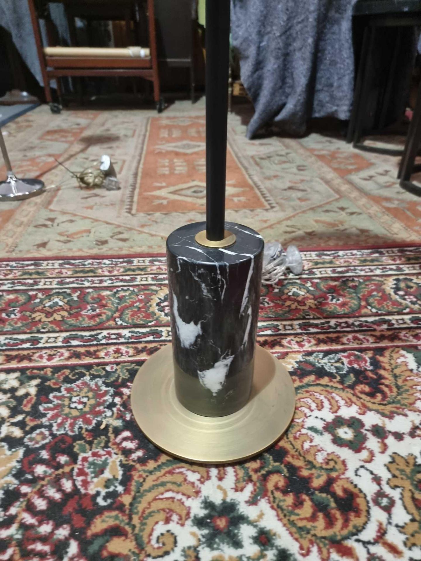 R V Astley Alix Floor Lamp - Antique Brass And Black Marble, Black And Antique Brass Floor Lamp W - Image 3 of 5