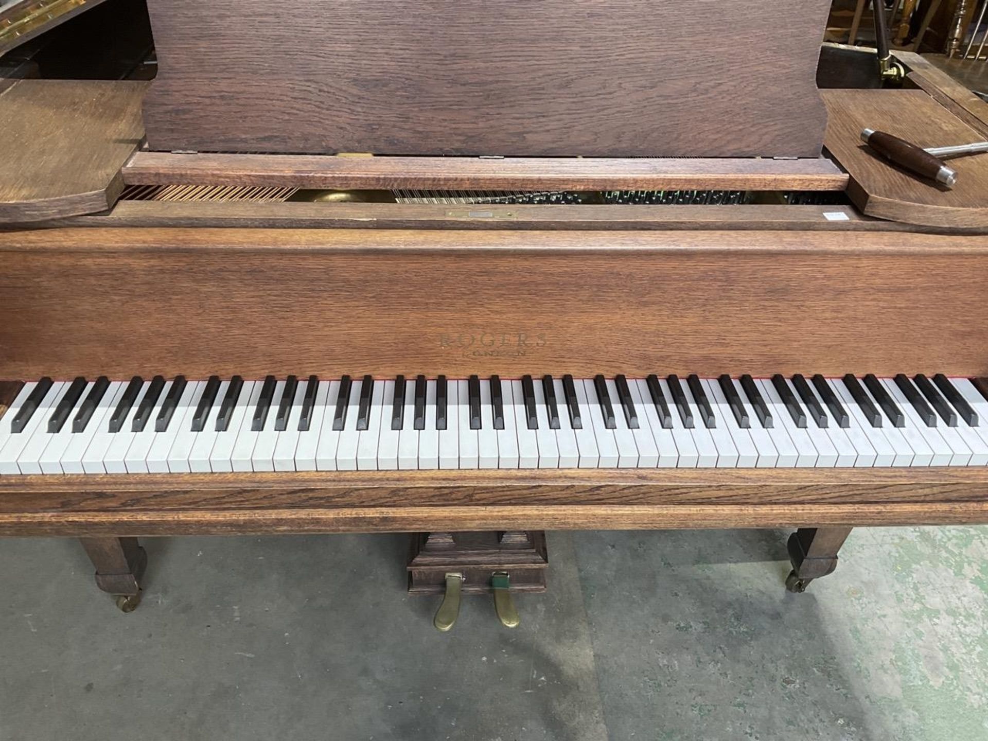 Rogers London Baby Grand Piano The Case Finished In Matt Oak A Good Quality English Piano, Made