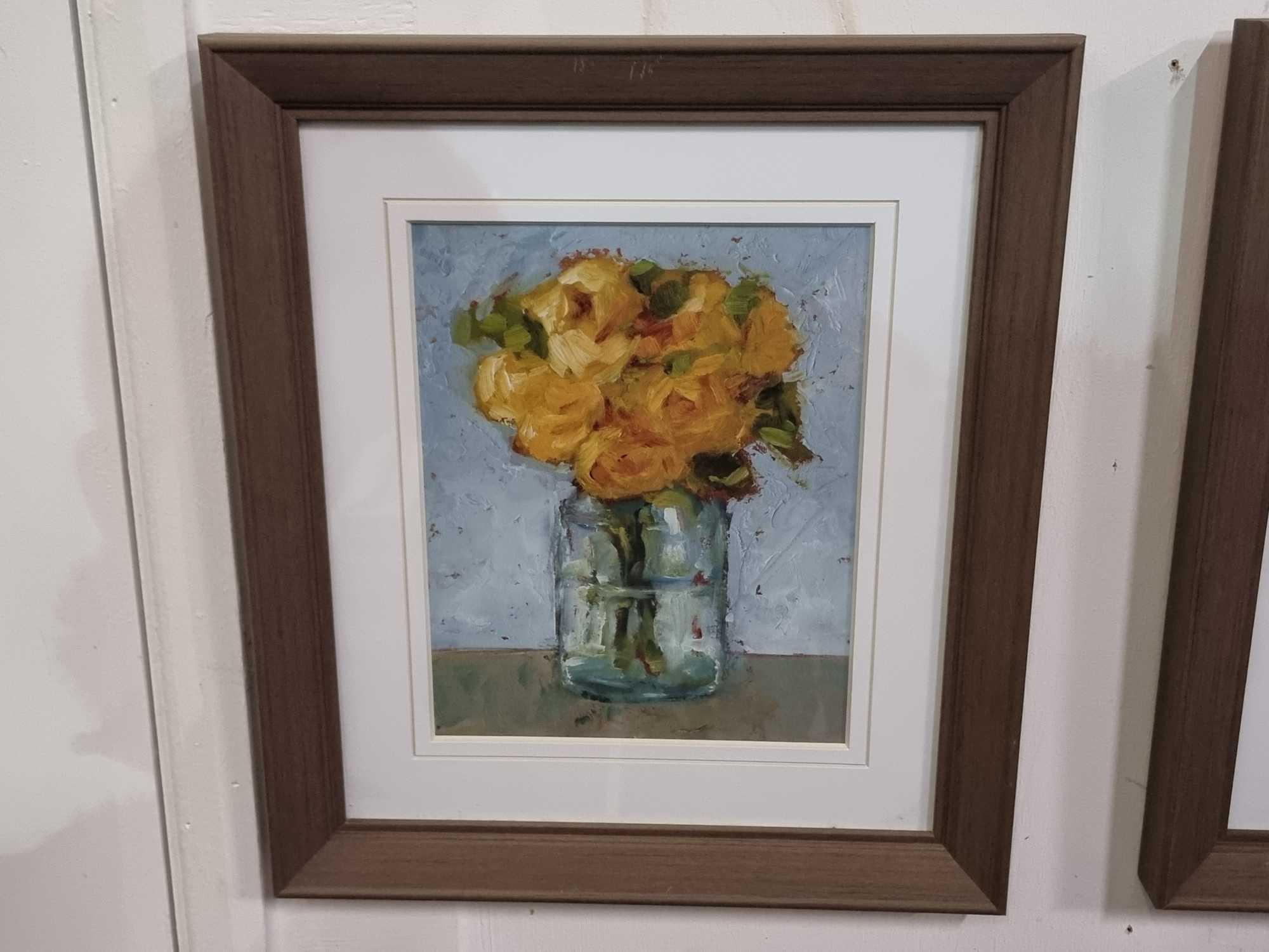 A Set Of Two Prints Depicting Still Life Watercolour Paintings Of Flowers In A Glass Jar In Modern - Image 3 of 4