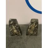 A Pair Of Black Marble Book Ends 16 Cm High ( CP1333)