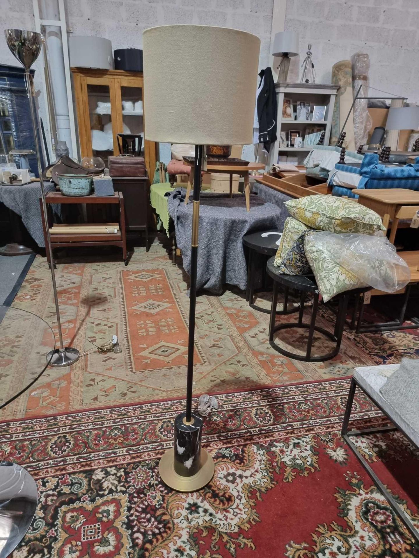 R V Astley Alix Floor Lamp - Antique Brass And Black Marble, Black And Antique Brass Floor Lamp W