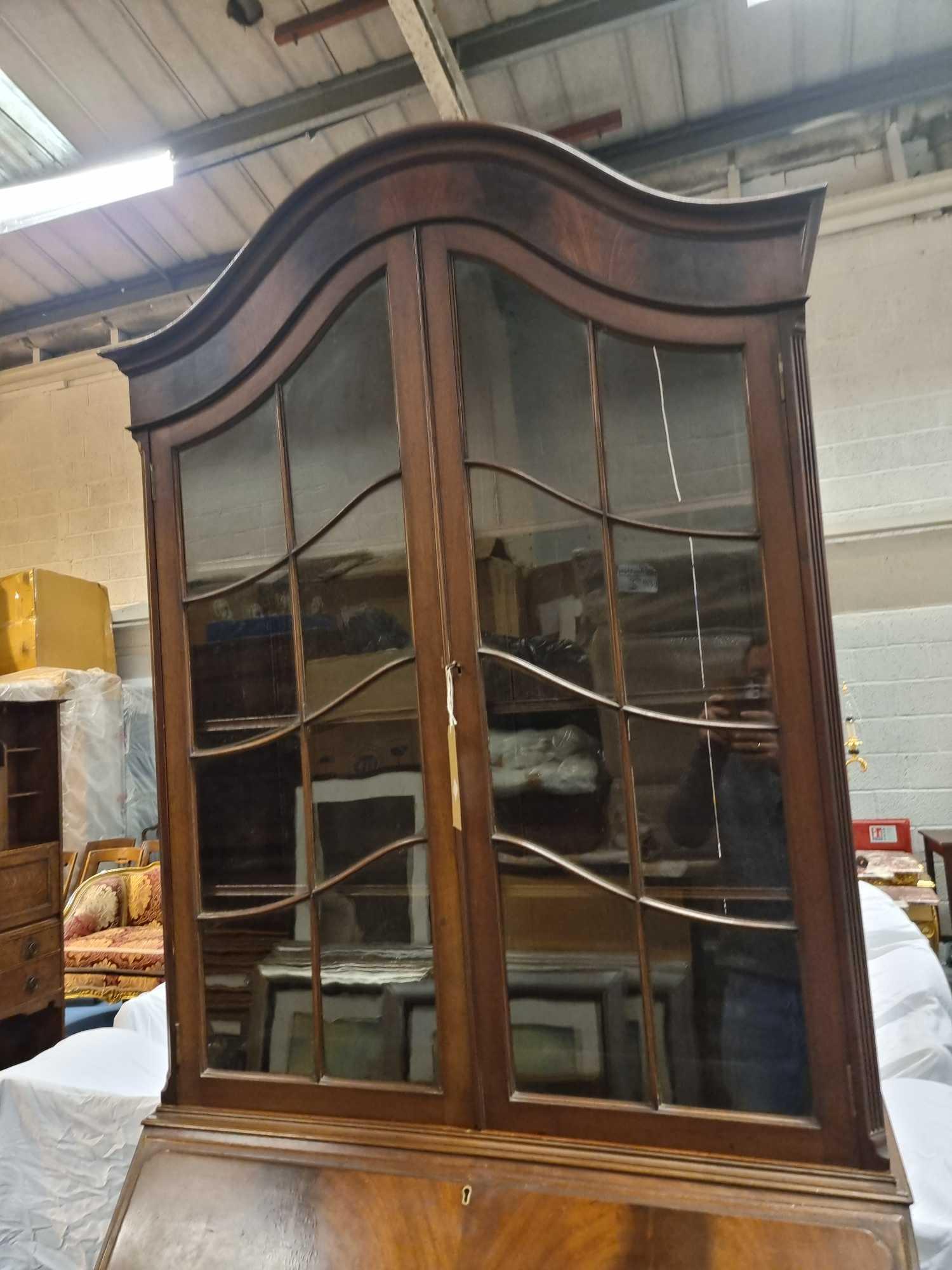 Mahogany Secretaire Bookcase By P E Gane Ltd, 1909-1954, Bristol, Furnishers Surmounted By Double - Image 6 of 15