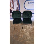 Simba Forest Green Velvet Side Chair Stylish Upholstered Dining Design With A Curved And Angular