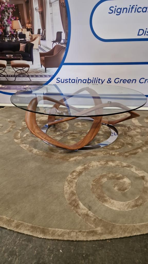 Porada Infinity Coffee Table Canaletto Walnut Wood With Chrome Metal Circular Base The Infinity Is A - Image 2 of 3