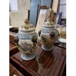 A Pair of Large Ceramic Temple Jars with Lids 40cm