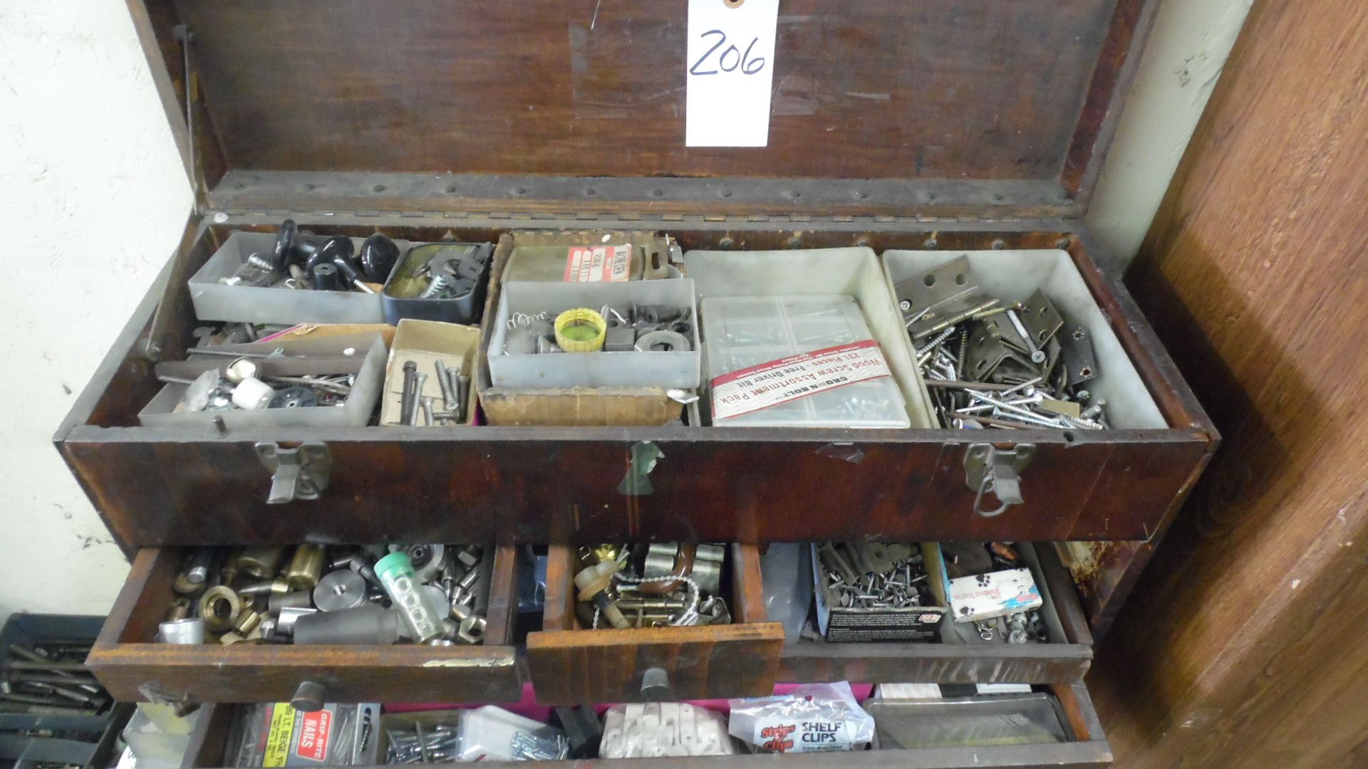 WOODEN TOOL BOX w/ HARDWARE