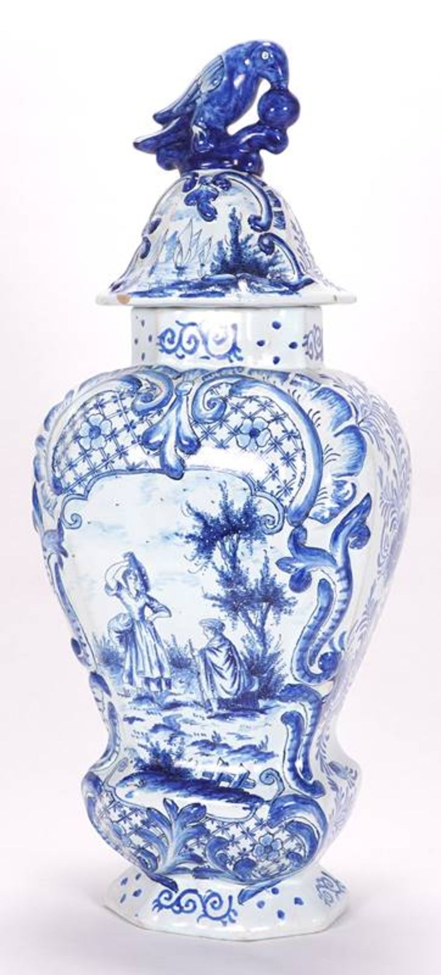 Delft lidded vase