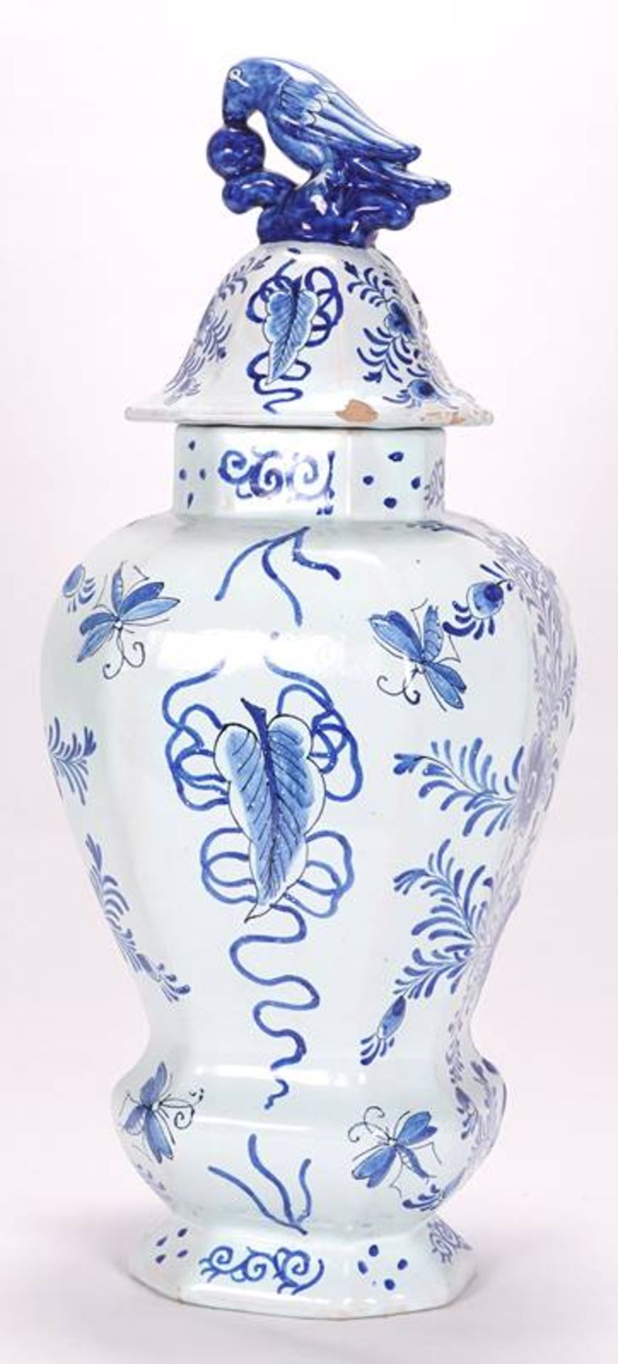 Delft lidded vase - Image 2 of 5