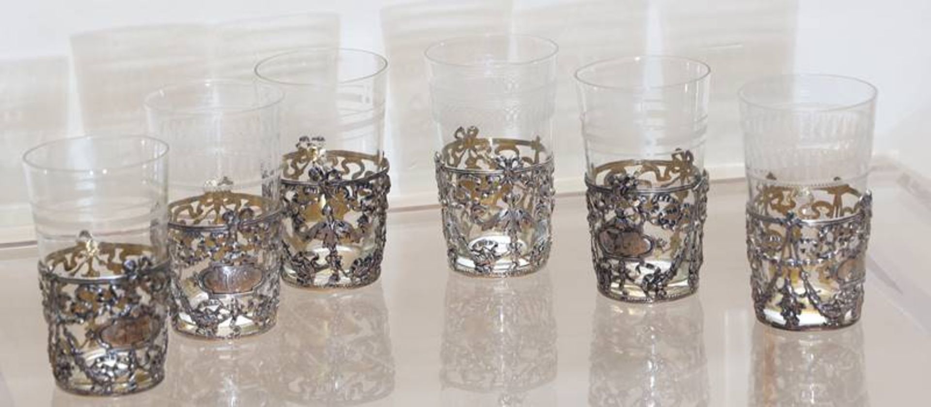 Six glasses with silver mount - Image 2 of 6