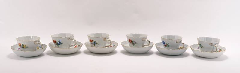 Six Meissen Coffee Cups