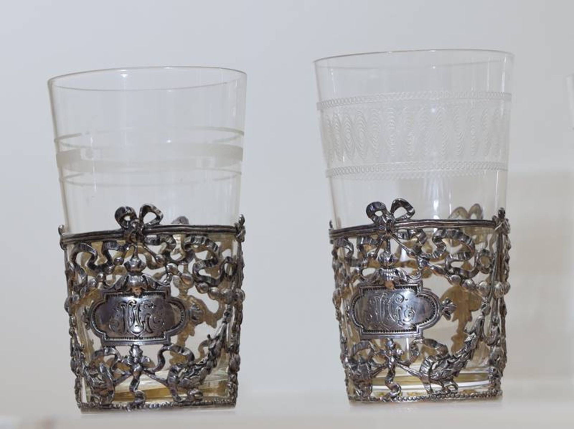 Six glasses with silver mount - Image 5 of 6