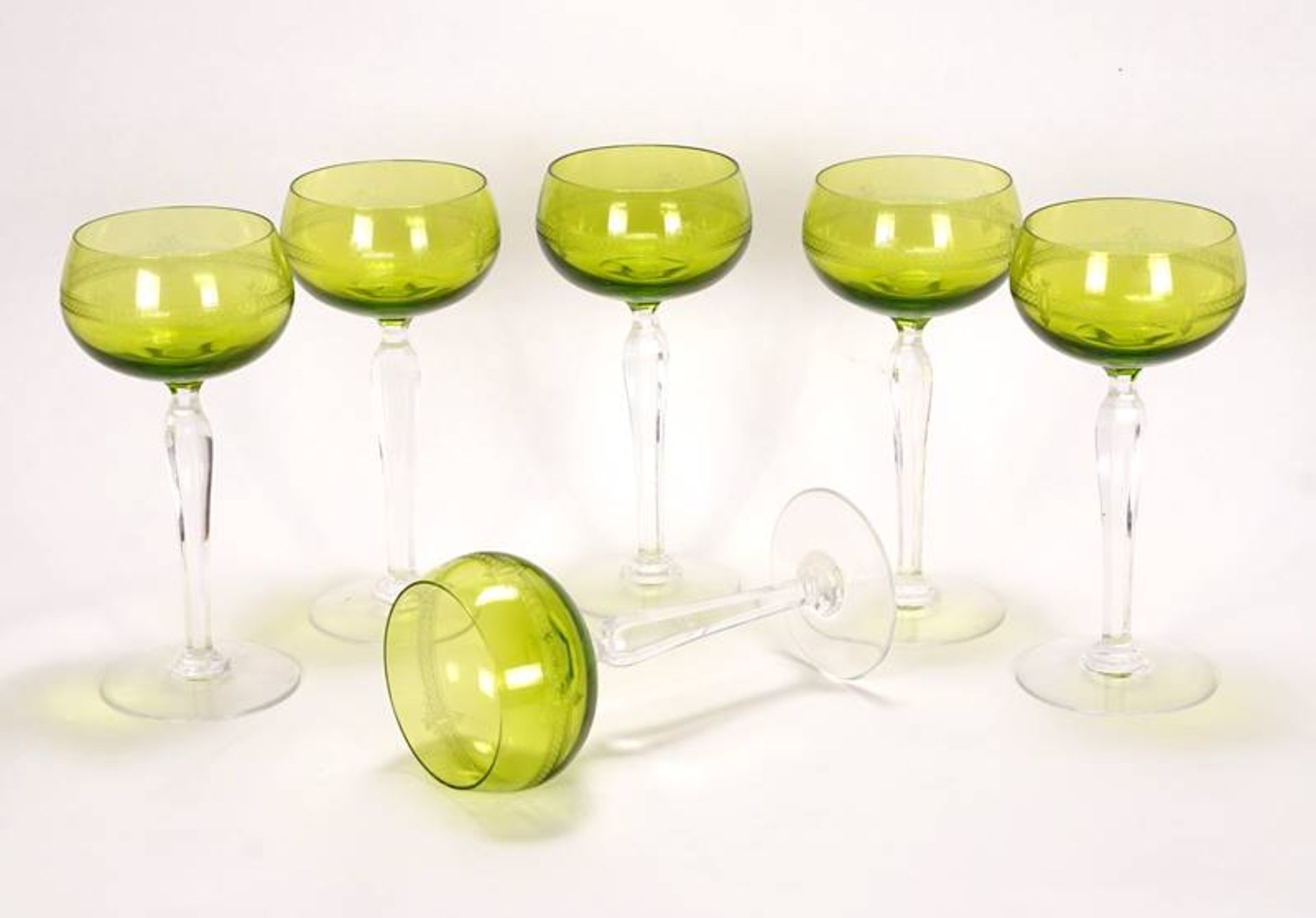 Six wine glasses