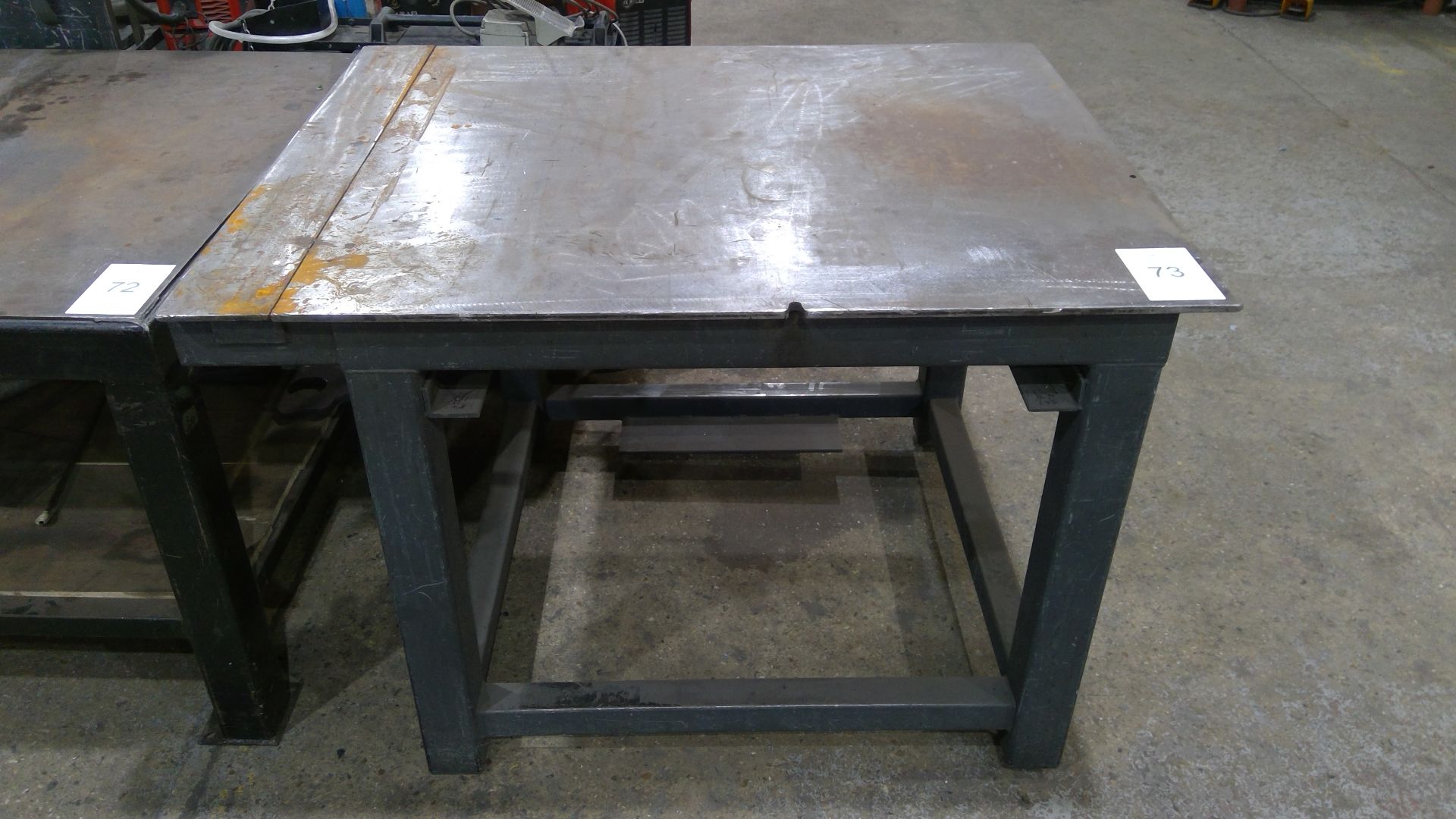 Steel workbench approx 1.43m x 1.15m
