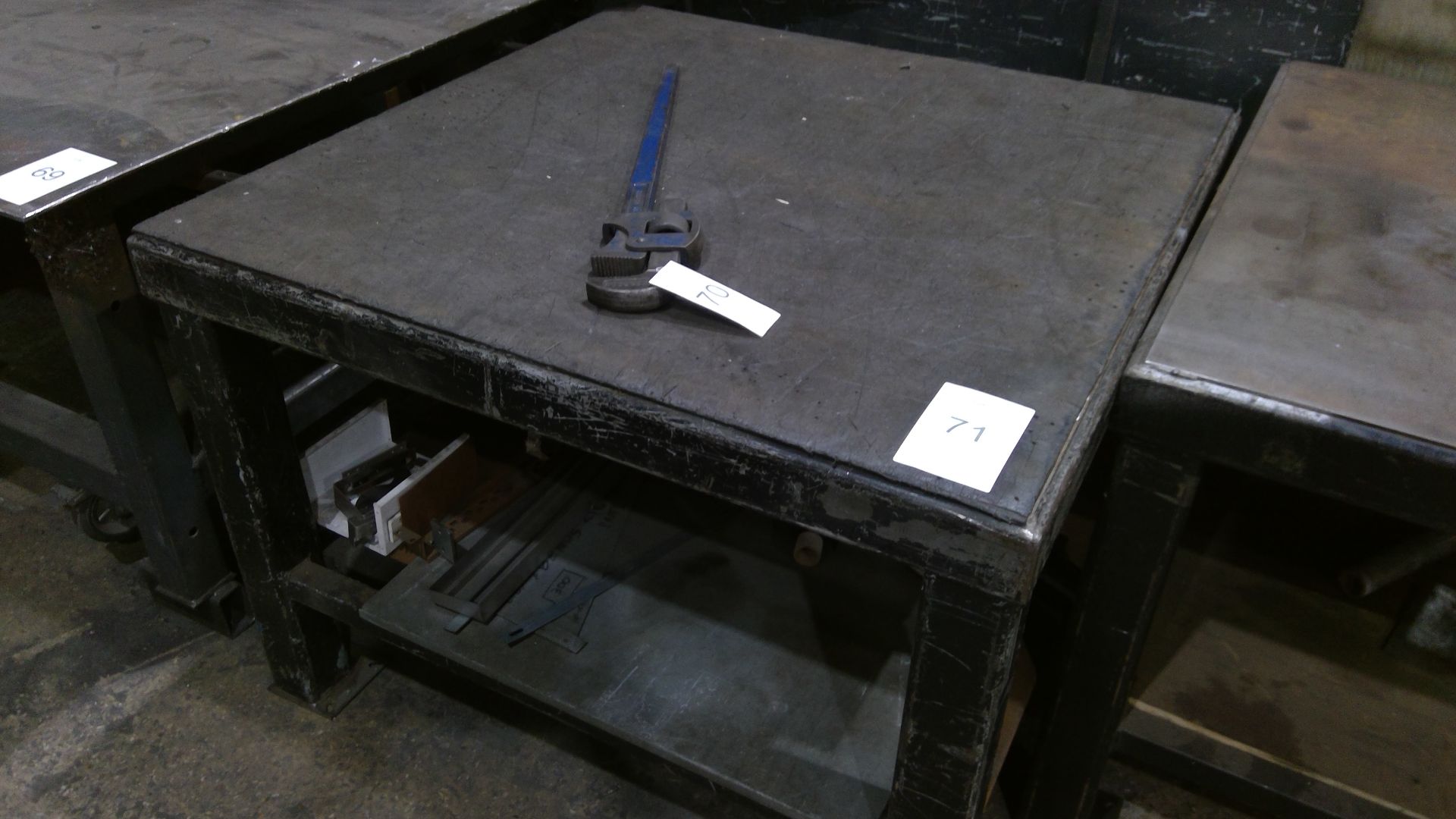 Steel workbench with drawers approx 1.25m x 1.25m