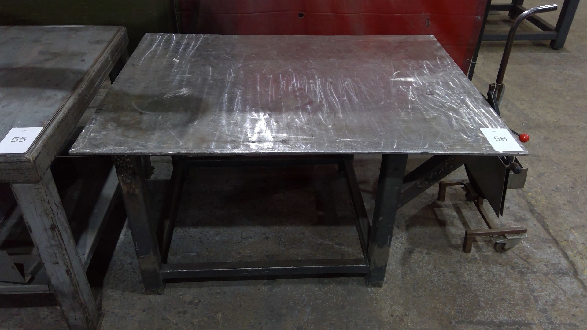 Steel workbench approx 1.5m x 1.2m