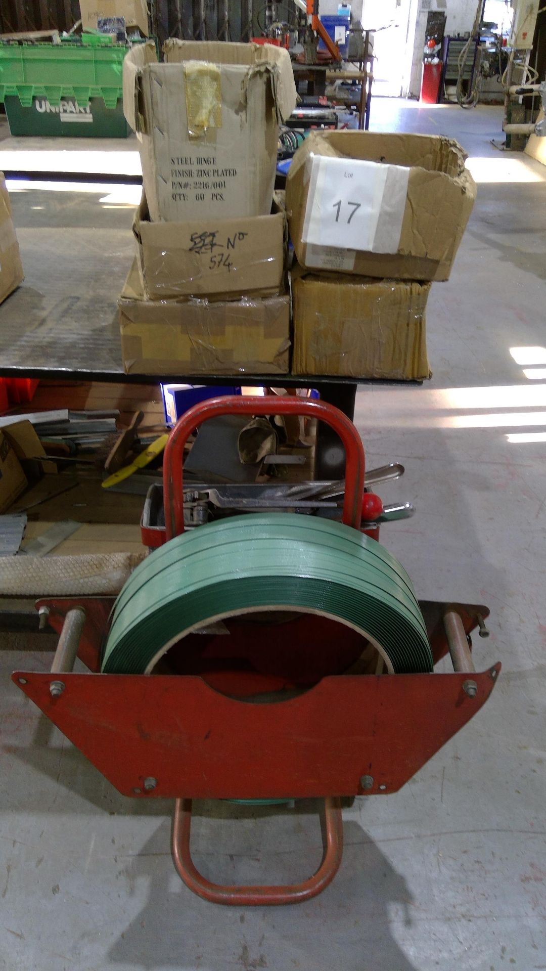 Banding trolley to include quanity of plastic banding, clips, plastic corners and tools