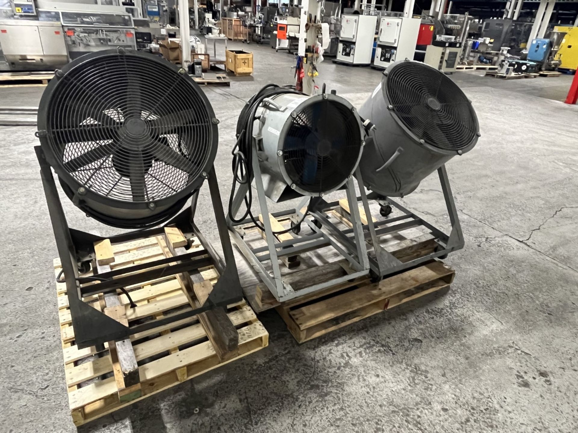 Lot of three industrial fans
