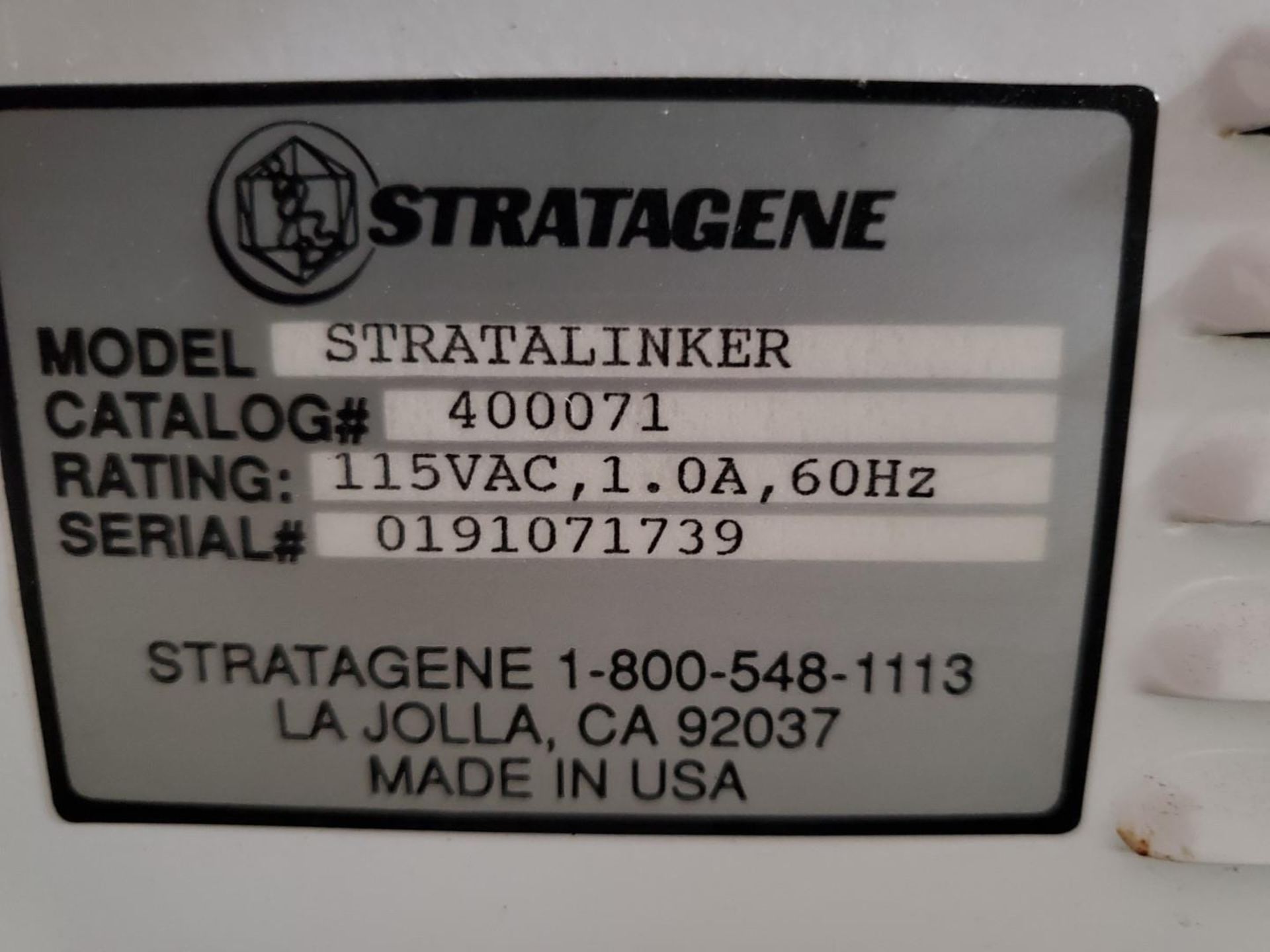 Stratagene UV Stratalinker 1800, with controls, 115 volts - Image 4 of 4