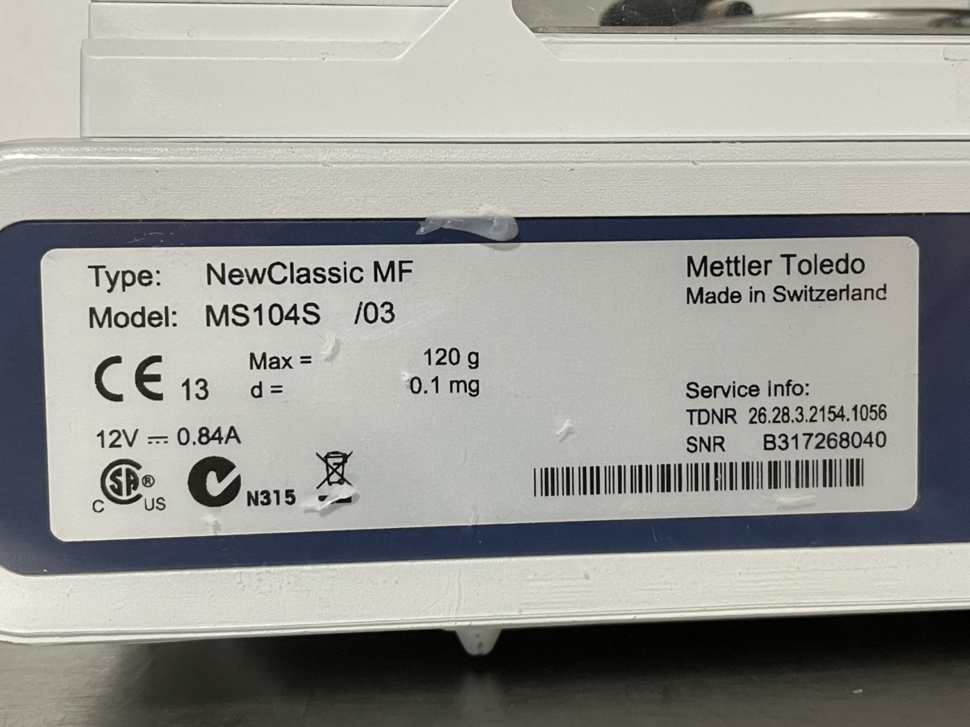 Mettler Toledo Precision Balance, Model MS104S - Image 2 of 5