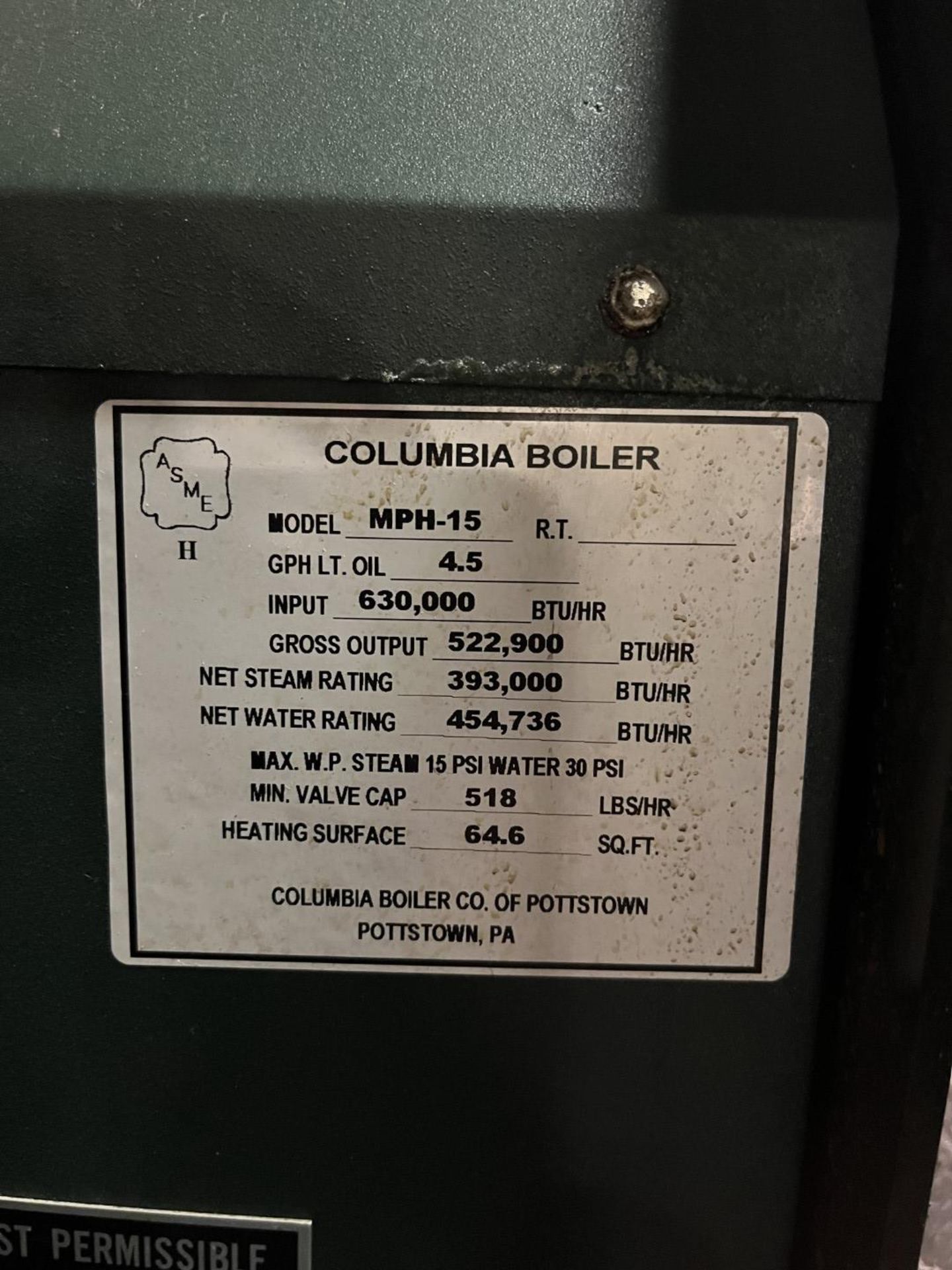 Columbia MPH-15 Boiler - Image 3 of 20