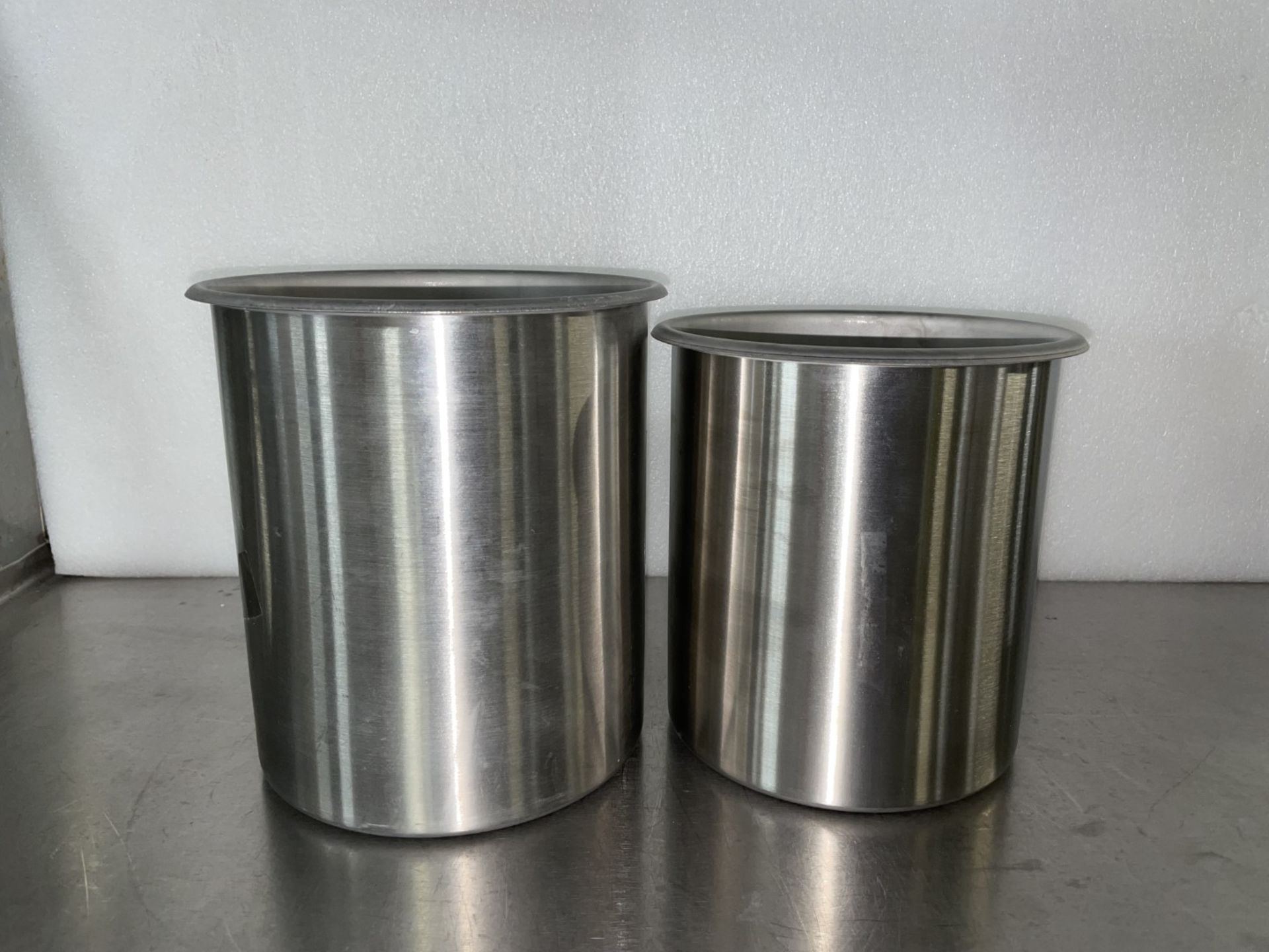 Lot of (2) 6 qt/5.68 L Polar Ware Stainless Steel Beakers