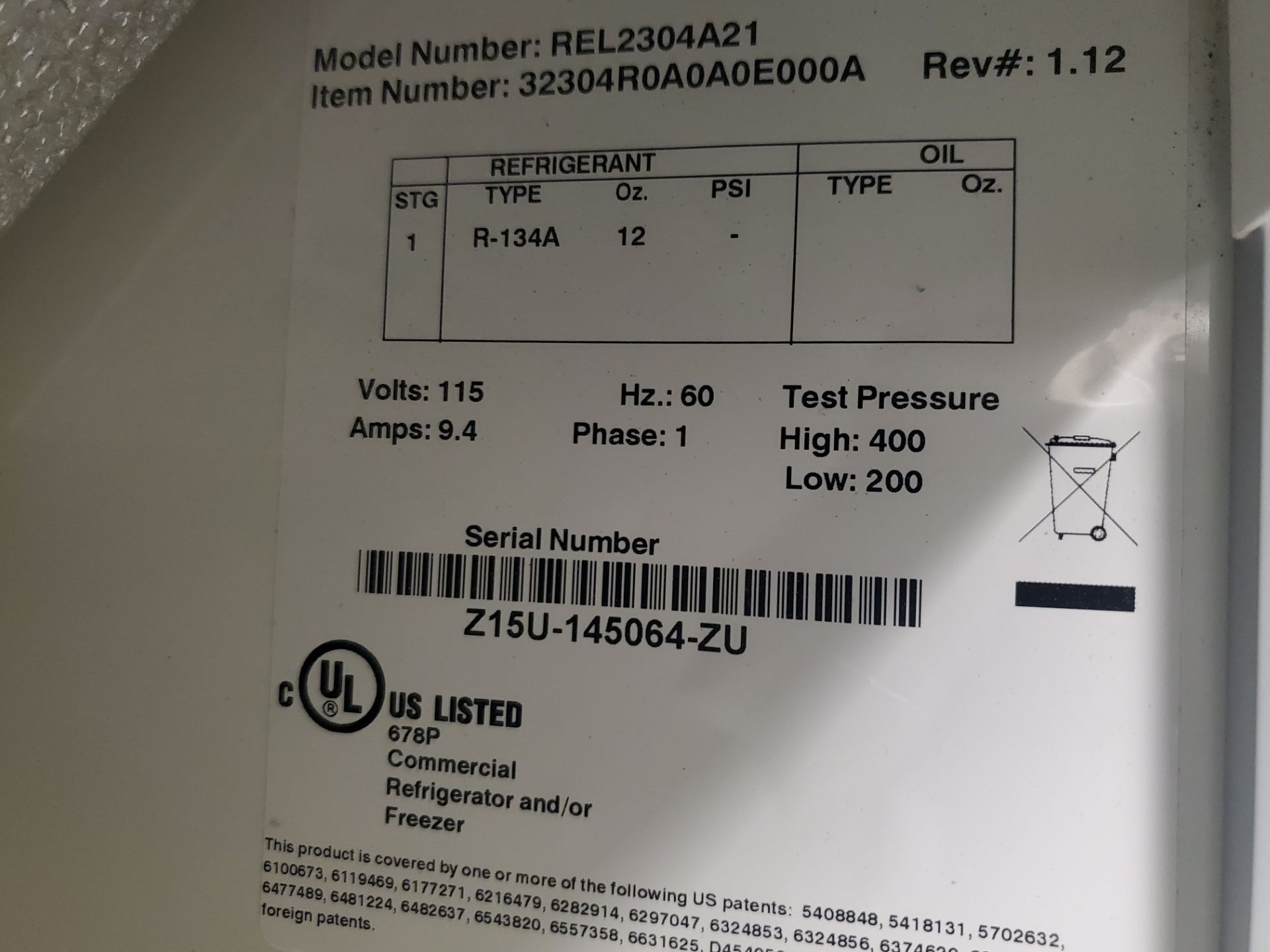 Thermo Scientific Revco Model REL2304A21 Single Glass Door Lab Refrigerator - Image 6 of 7