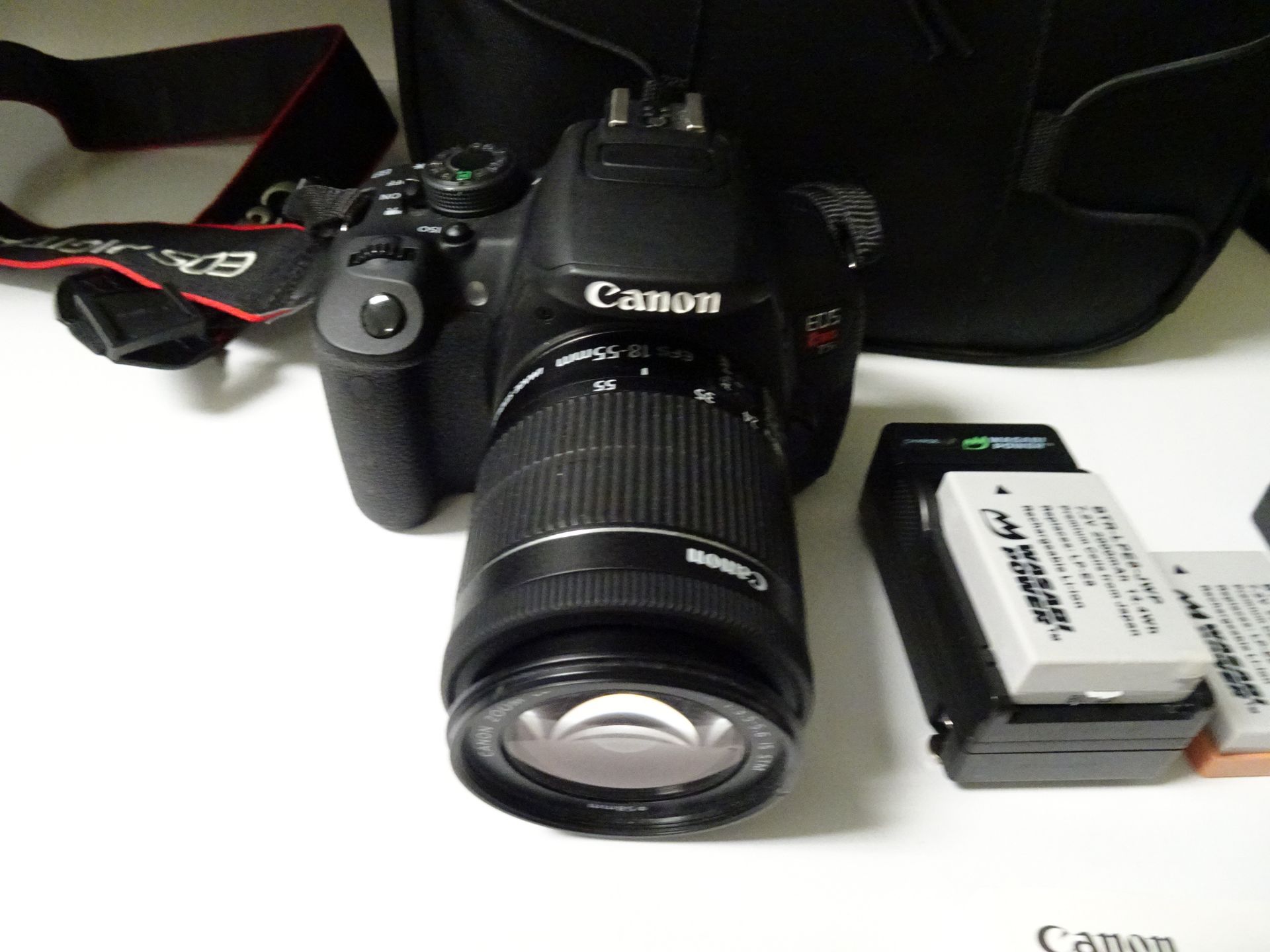 Canon EOS Rebel T5i DSLR sn 302075003371 w/ Canon EF-S 18-55mm 1:3.5-5.6 IS STM /58mm Lens, (2)