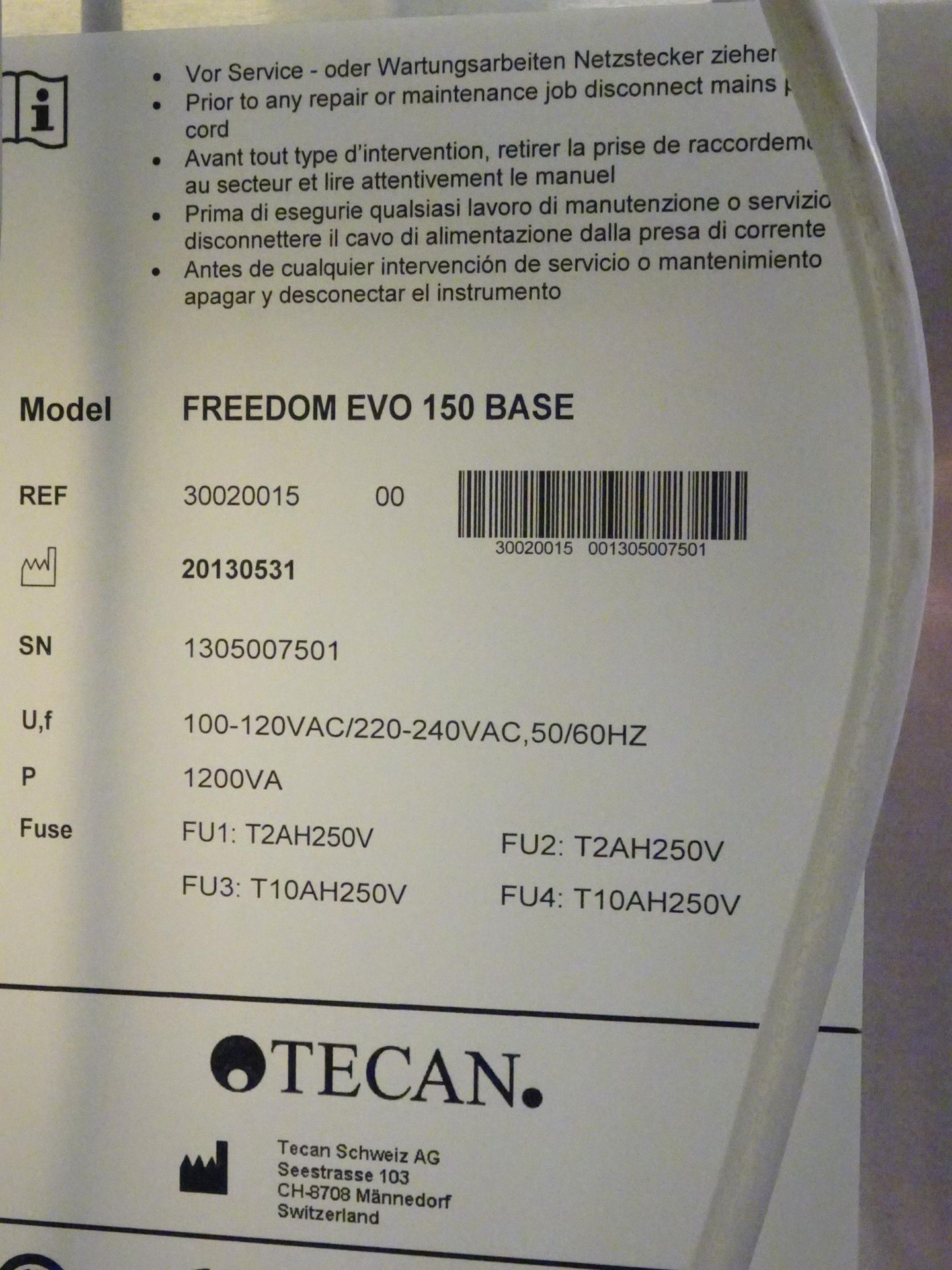 2015 Tecan Model Freedom EVO 150 Base Liquid Handling System sn 1305007501 (Asset I.D. # Asset - Image 14 of 15