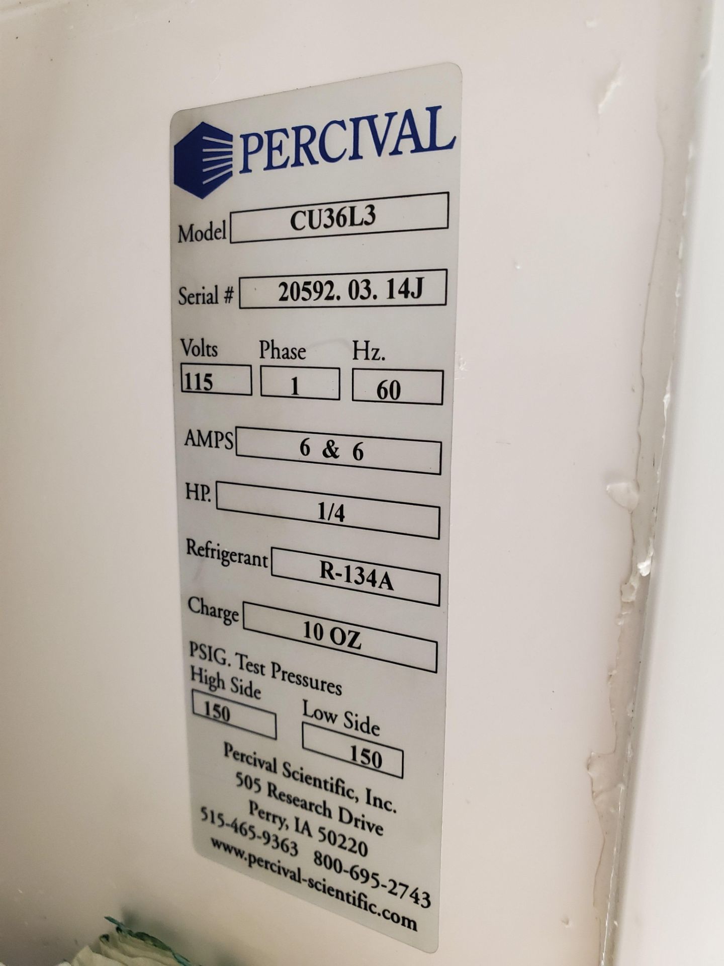 Percival Model CU36L5 5-Tier Single Door Tissue Culturing Chamber Temperature Range with lights - Image 4 of 5