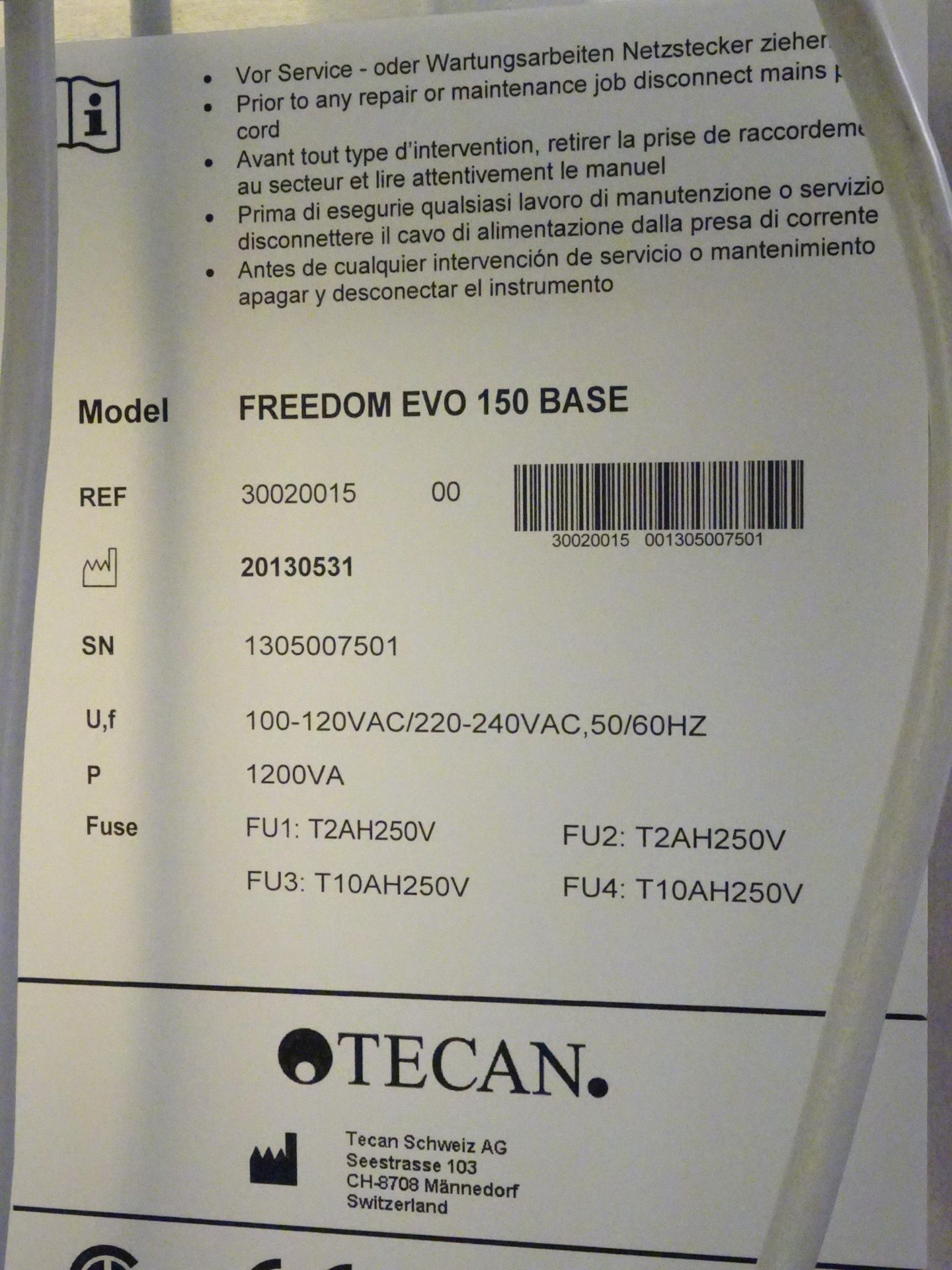 2015 Tecan Model Freedom EVO 150 Base Liquid Handling System sn 1305007501 (Asset I.D. # Asset - Image 13 of 15