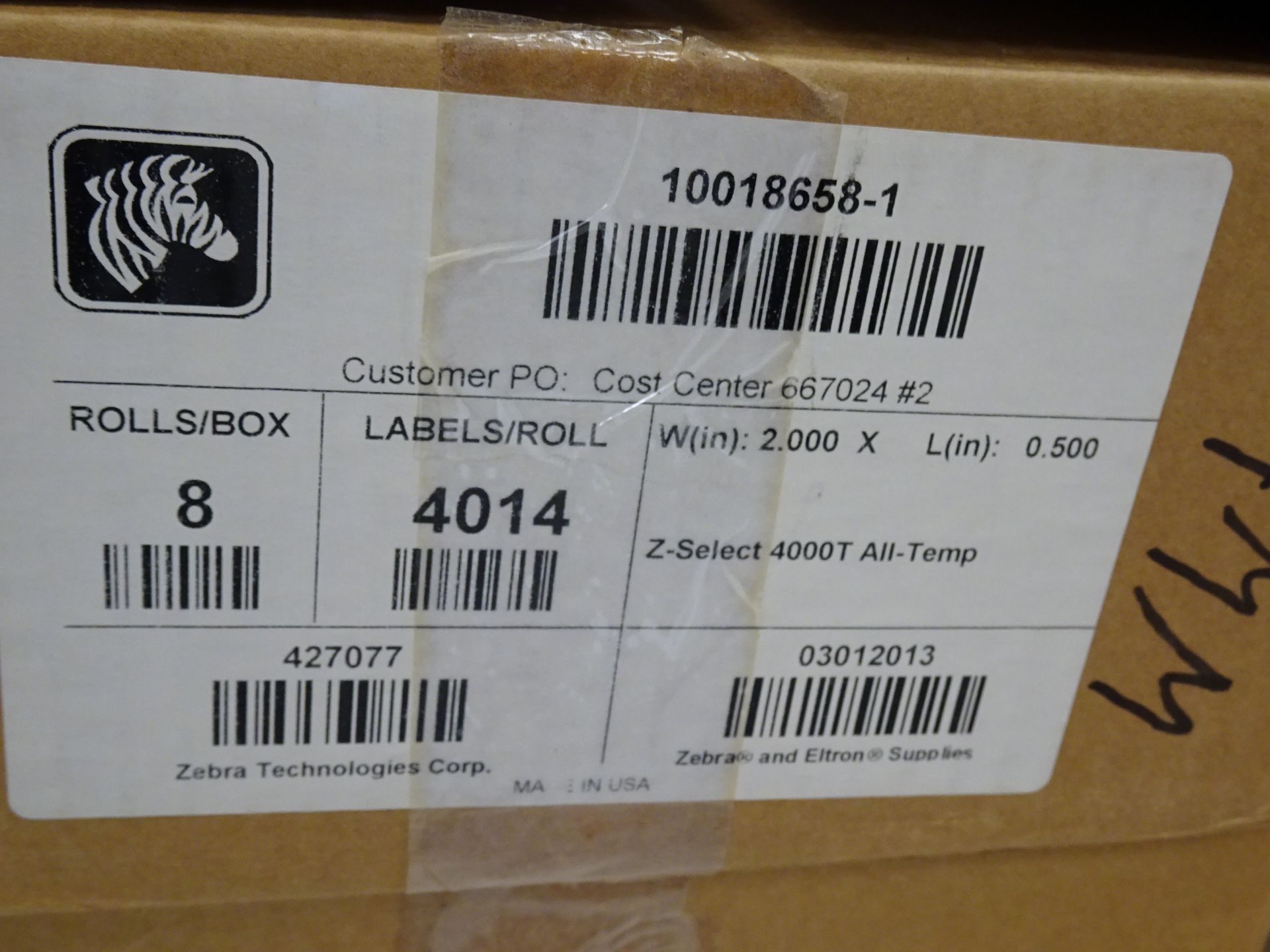(3) Boxes Of Zebra Label Rolls 2" x .5" Labels (Asset I.D. # ) - Image 2 of 3