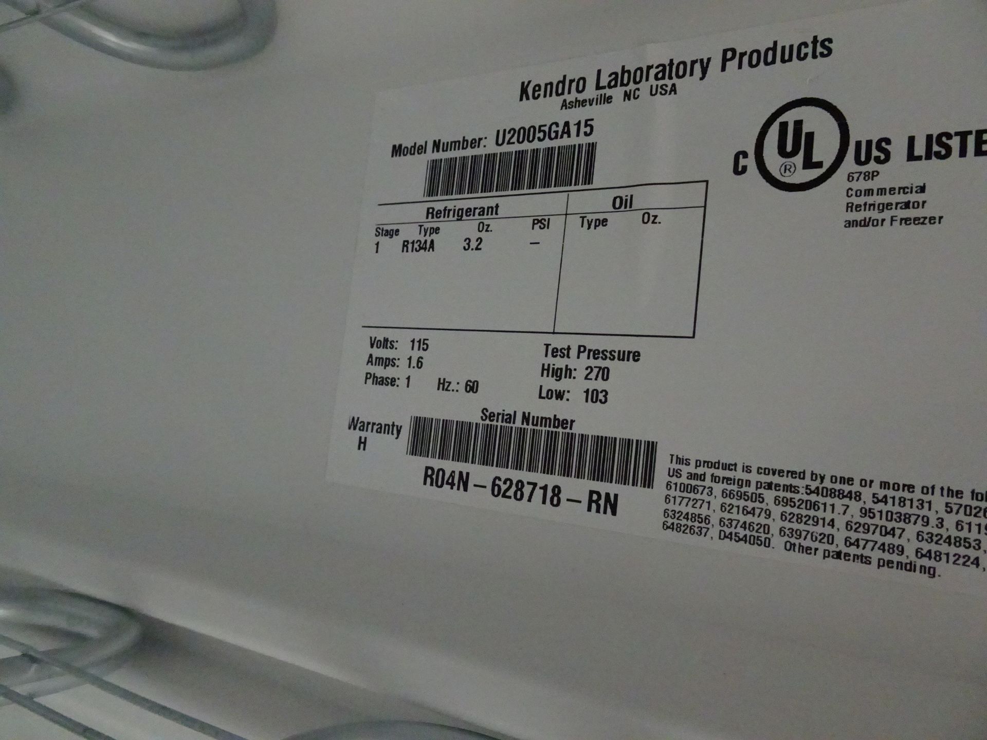 Kendro Laboratory Products Model U2005GA15 Under CabinetRefrigerator / Freezer sn R04N-628718-RN - Image 4 of 5