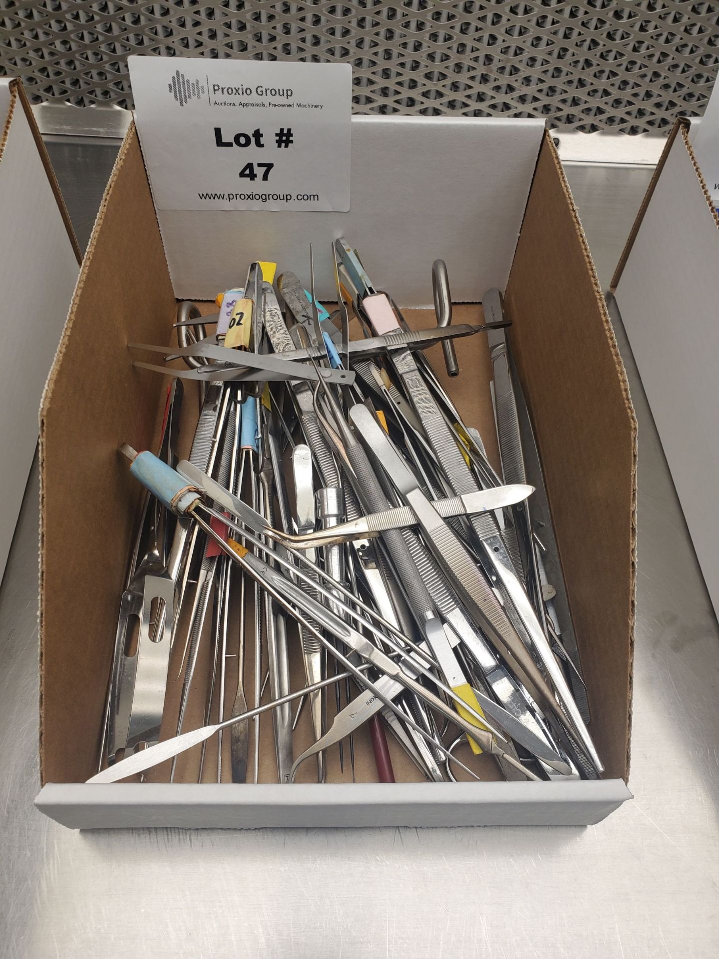 Lot Box Of Stainless Steel Lab Tools