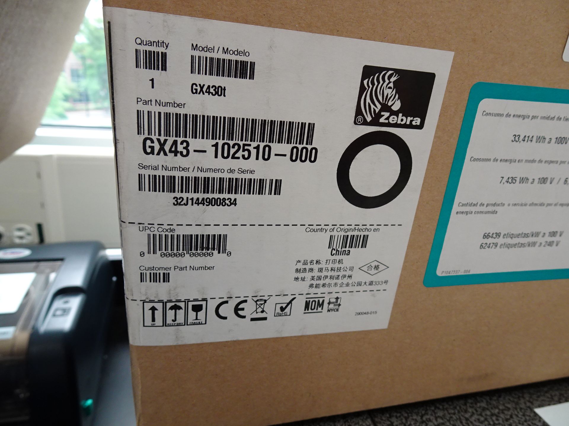 Zebra Model GX430I Thermal Label Printer (Asset I.D. # ) - Image 4 of 4