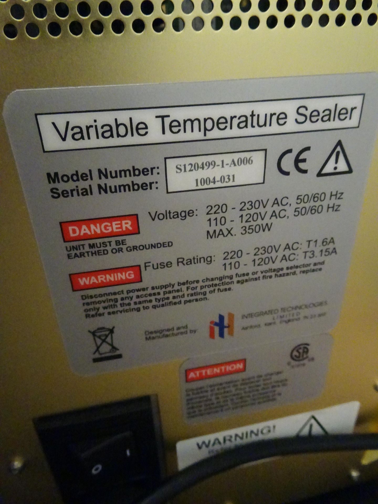 Thermo Scientific Model S120499-1-A006 Variable Temperature Well Plate Sealer sn 1004-031 220-230V - Image 5 of 8