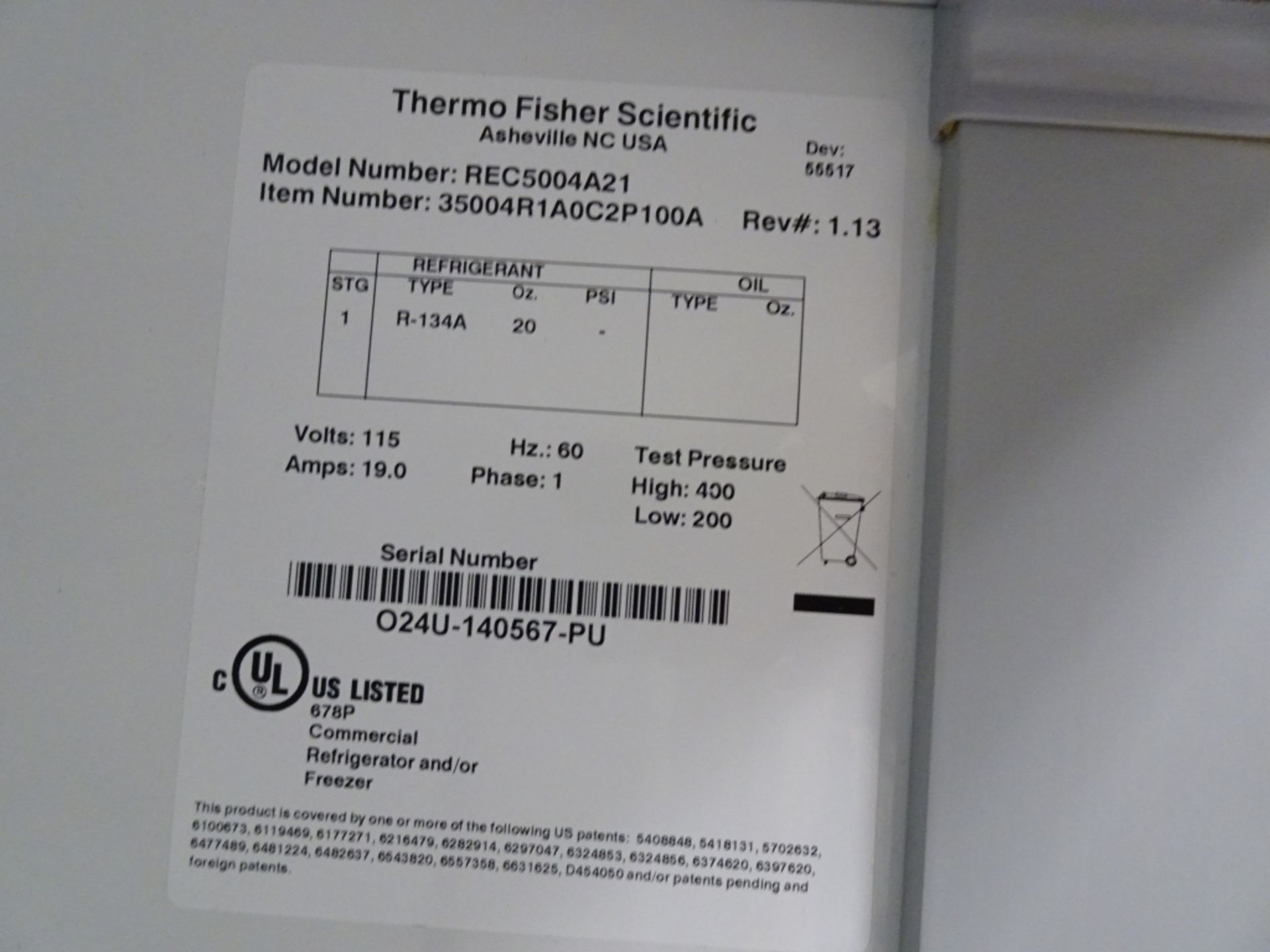Thermo Fisher Scientifc Glass Door Refrigerator - Image 3 of 5