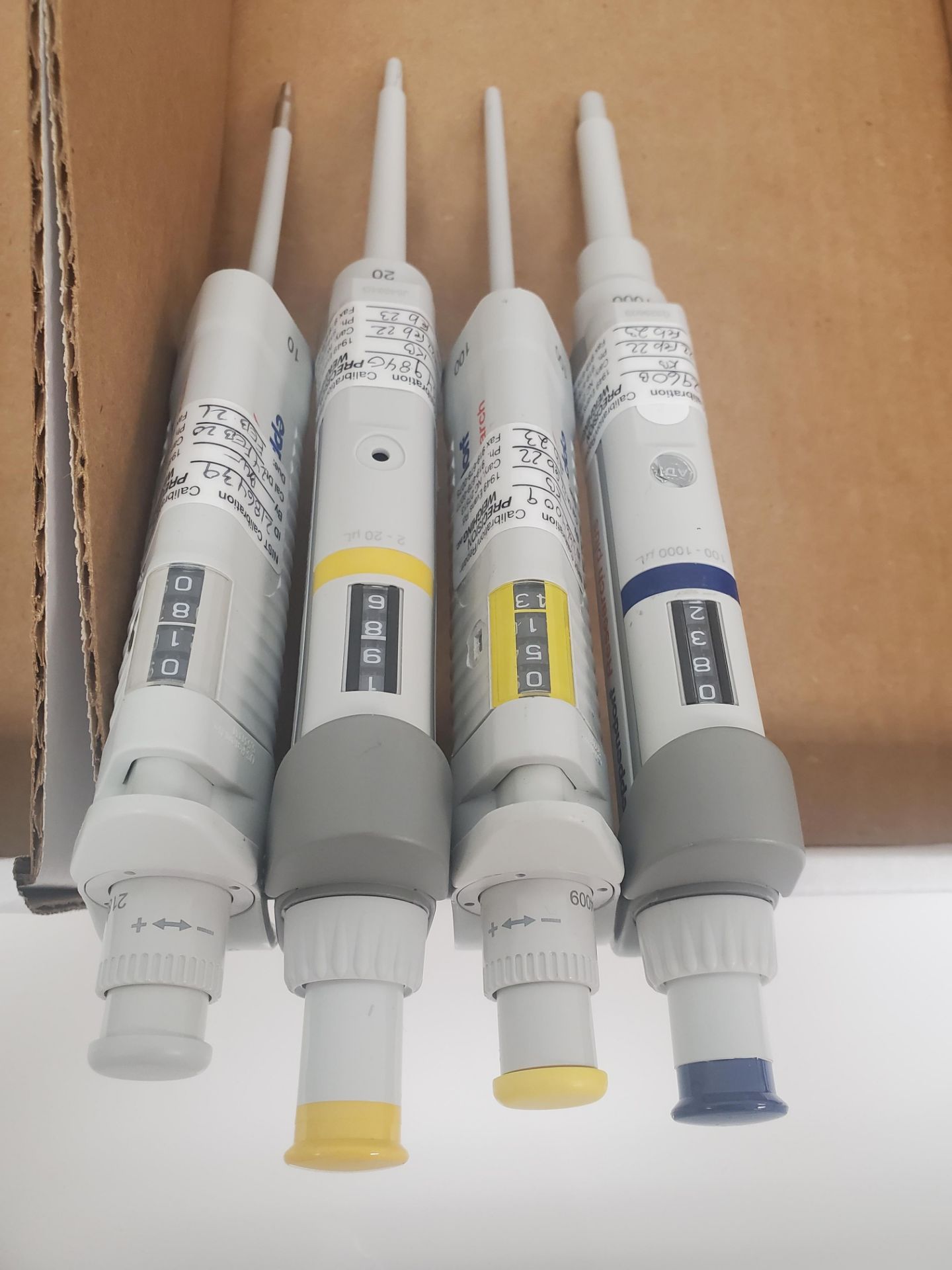 (4) Eppendorf Dial Pipets Including (1) 0.5-10uL, (1) 2-20uL, (1) 10-100uL, (1) 100-1,000uL (Asset - Image 3 of 3