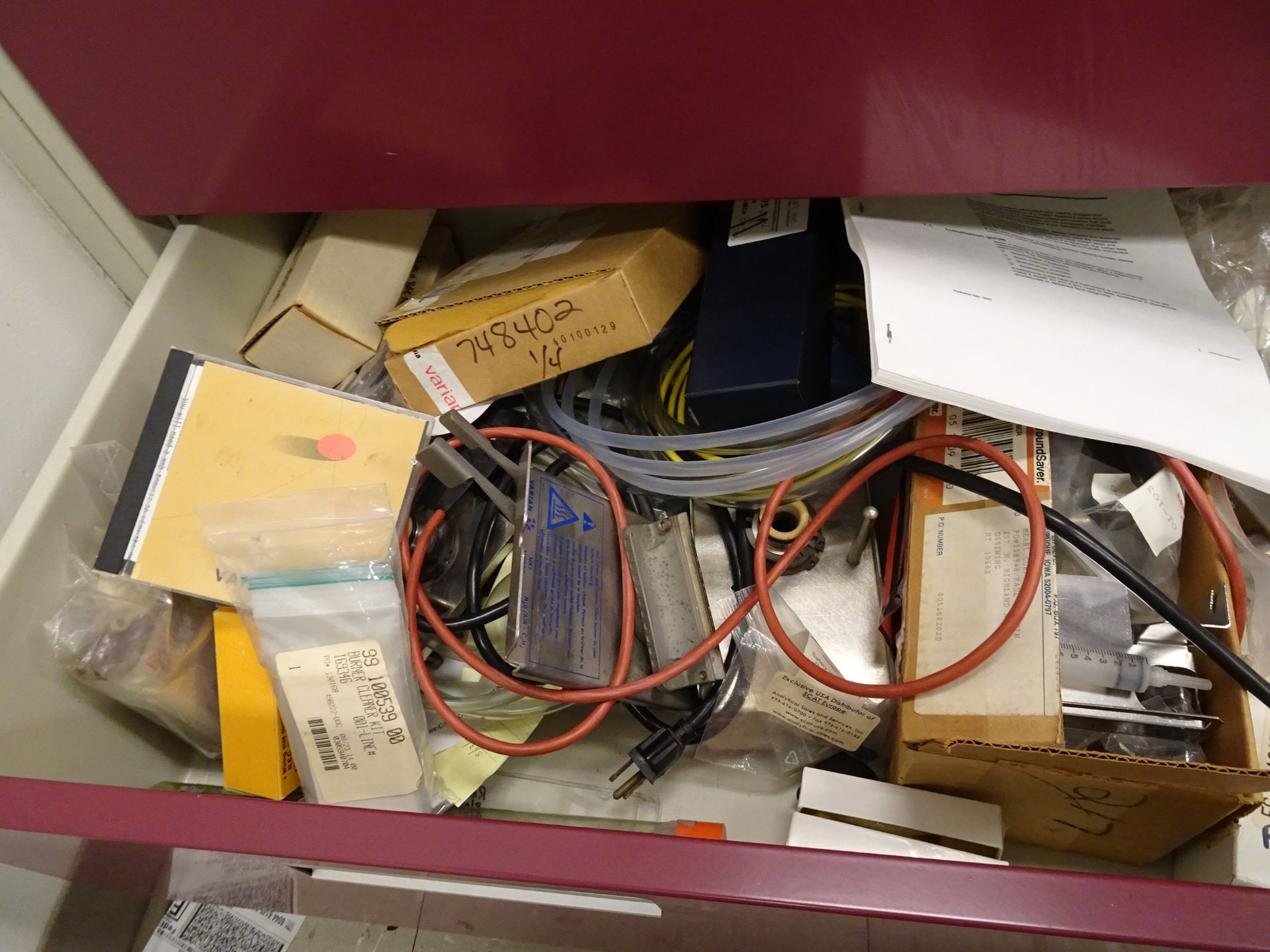 Drawer of Misc Lab Fixtures and Parts