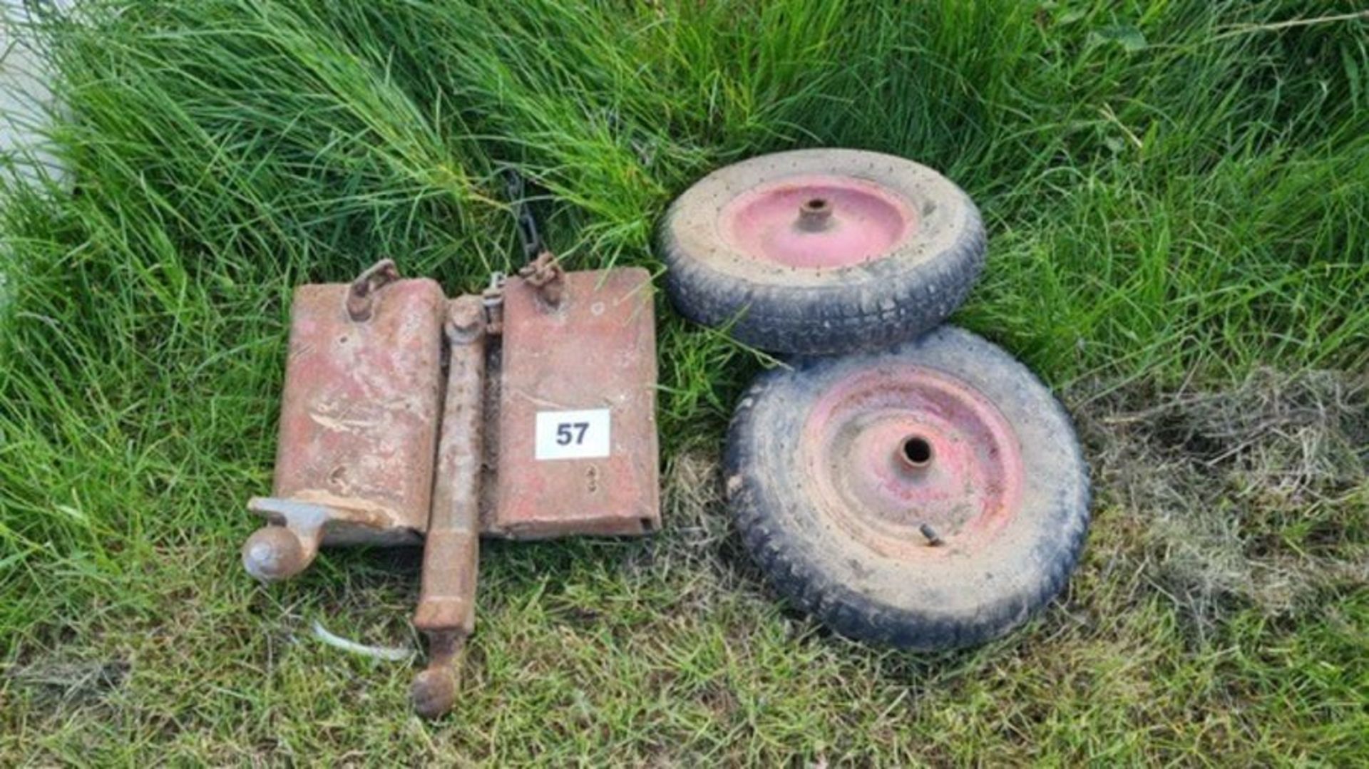 Pair of trolley wheels & tow hitch