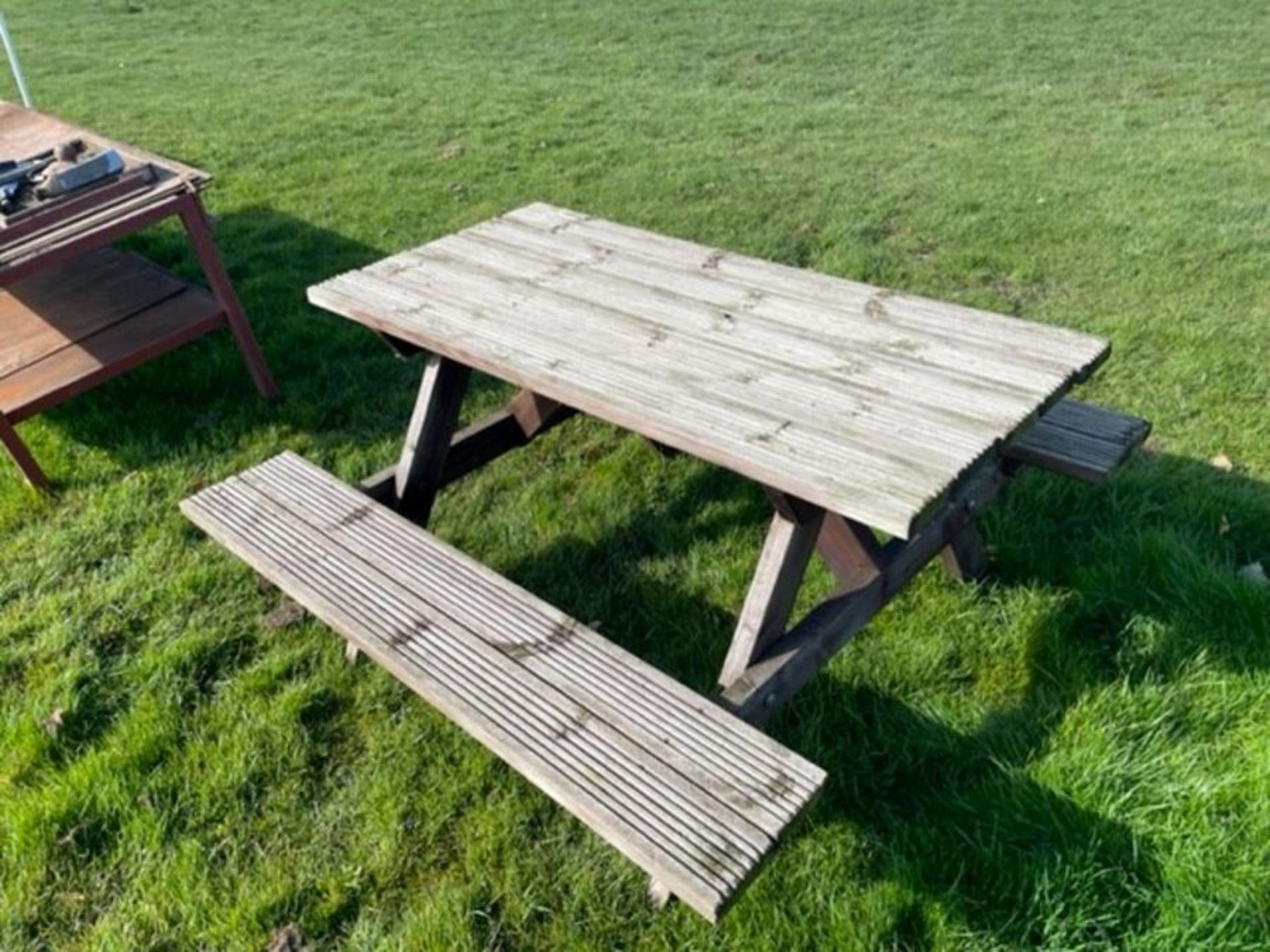 Wooden picnic table