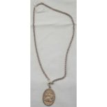 A SILVER ST CHRISTOPHER PENDANT ON A SILVER NECK CHAIN