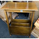 OAK TABLE WITH MAGAZINE RACK UNDER