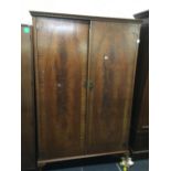 MAHOGANY VENEERED DOUBLE WARDROBE A/F