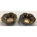 2 SMALL SILVER EMBOSSED DISHES