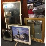 3 LARGE FRAMED MIRRORS & LARGE F/G PICTURE OF TRAMS ON PRINCES STREET BY JOHN M BOYD