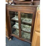 EDWARDIAN INLAID MAHOGANY DISPLAY CABINET, GOOD CONDITION