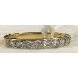A 9 STONE DIAMOND HALF ETERNITY RING SET IN 18ct GOLD, SIZE 'M'