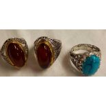 3 LARGE DRESS RINGS WITH CABOUCHON STONES